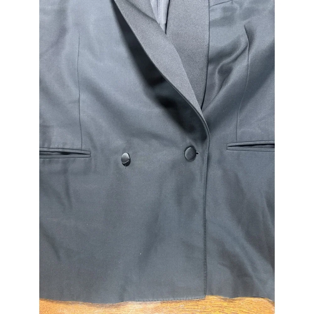 Vintage Canali Tuxedo Wool Peak Satin Lapel Black 1-Button Blazer Jacket 52R